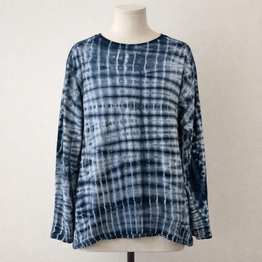 Lululemon Back In Action Blue White‎ Shibori Tie Dye Long Sleeve Top 6 Small